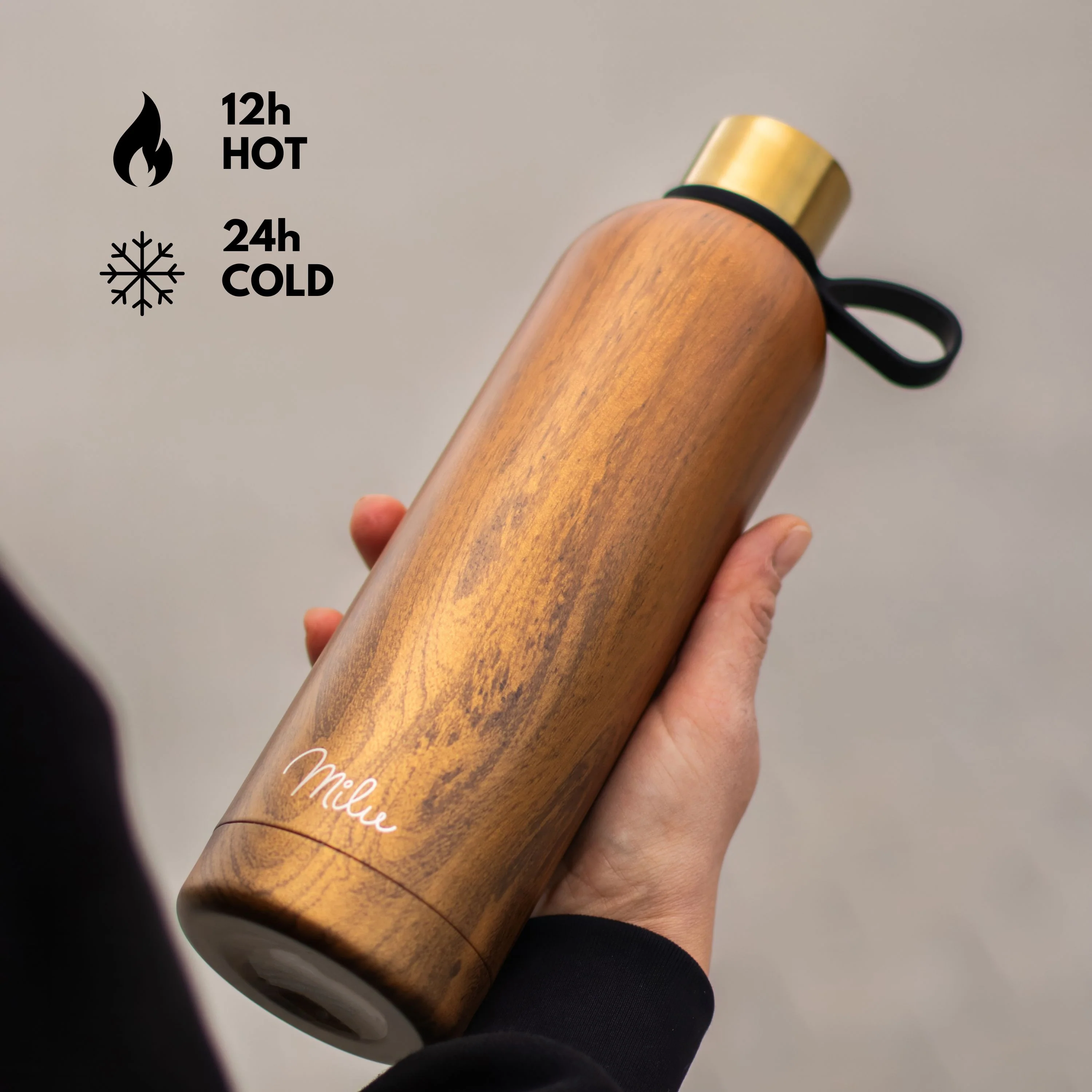 Outlet x Milu isolierte, auslaufsichere Thermosflasche, Edelstahl (500 ml, 750 ml, 1000 ml) - Image 8