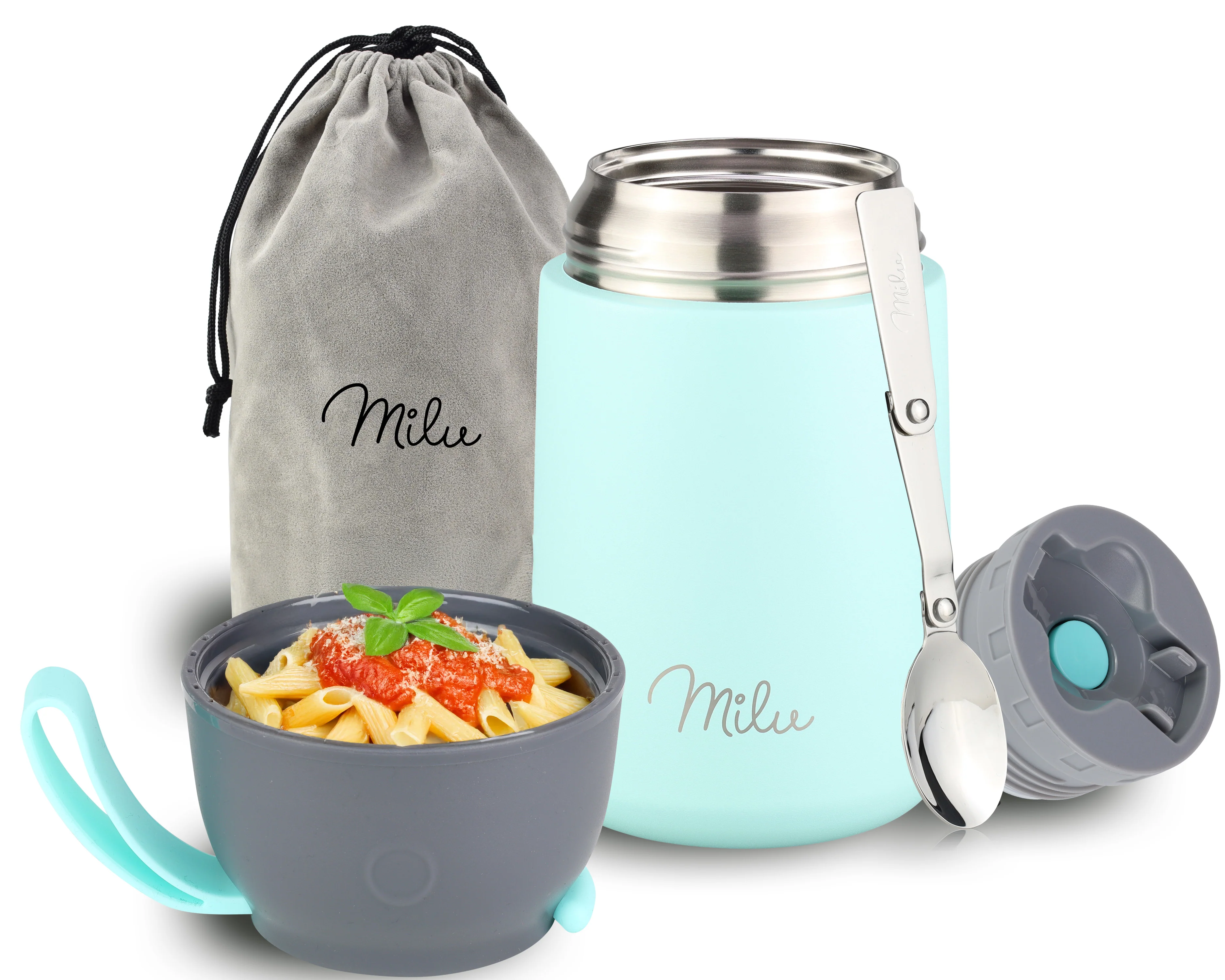 Milu® Thermobehälter für Essen, mit Löffel, auslaufsicher, isoliert (450 ml, 650 ml, 800 ml) - Image 15