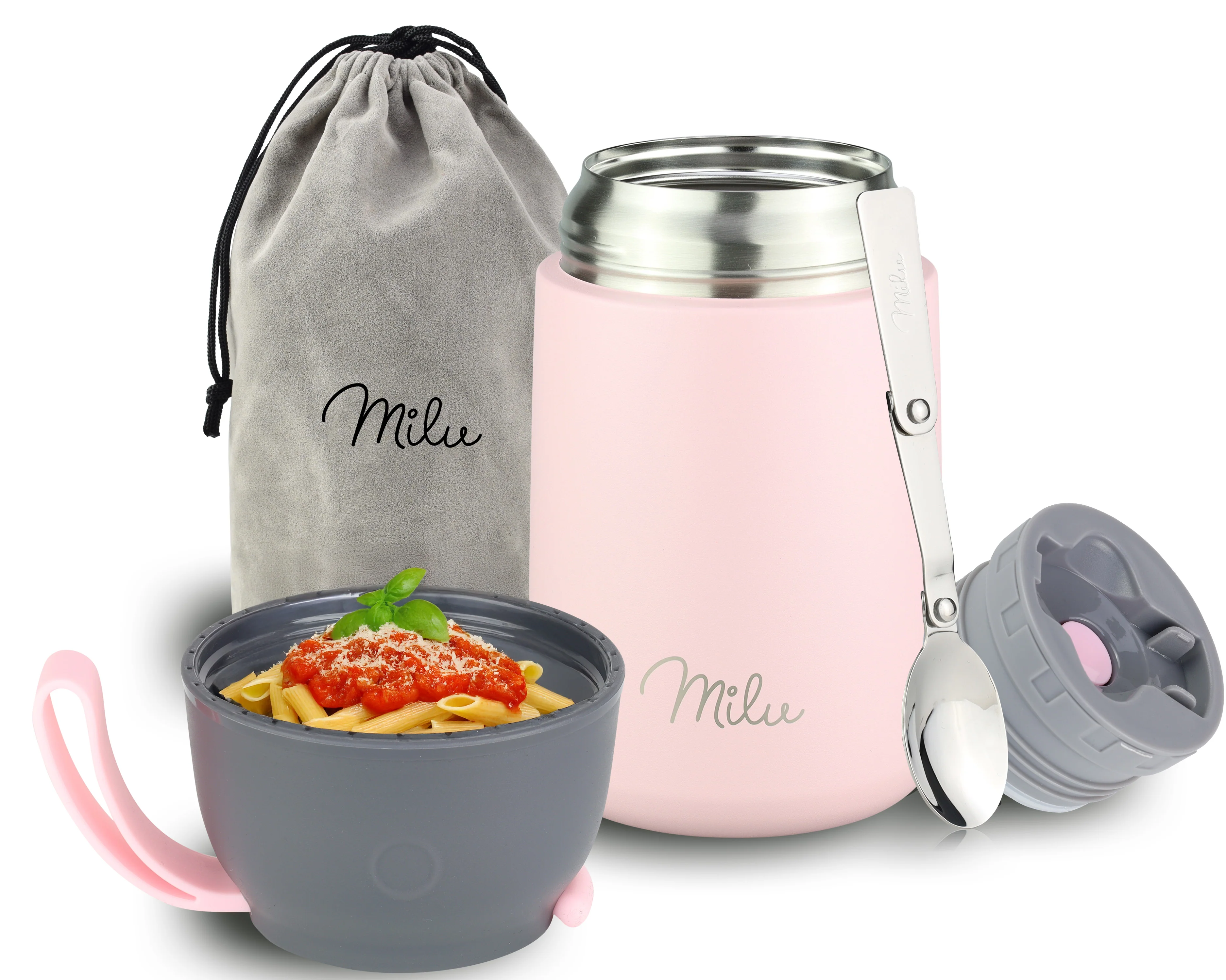 Milu® Thermobehälter für Essen, mit Löffel, auslaufsicher, isoliert (450 ml, 650 ml, 800 ml) - Image 17