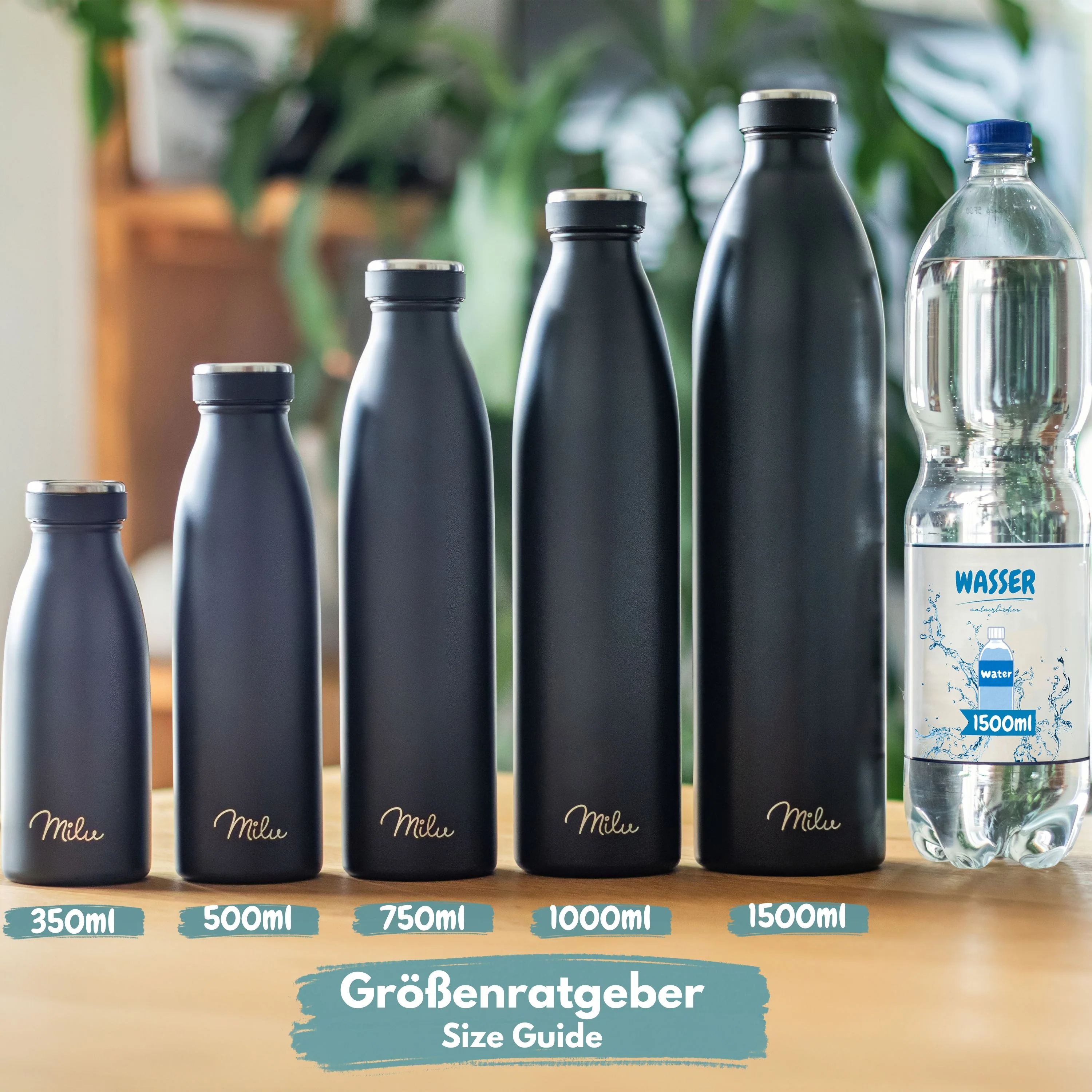 Outlet x Milu Edelstahl Trinkflasche 350ml, 500ml, 750ml, 1L, 1500ml - Image 4