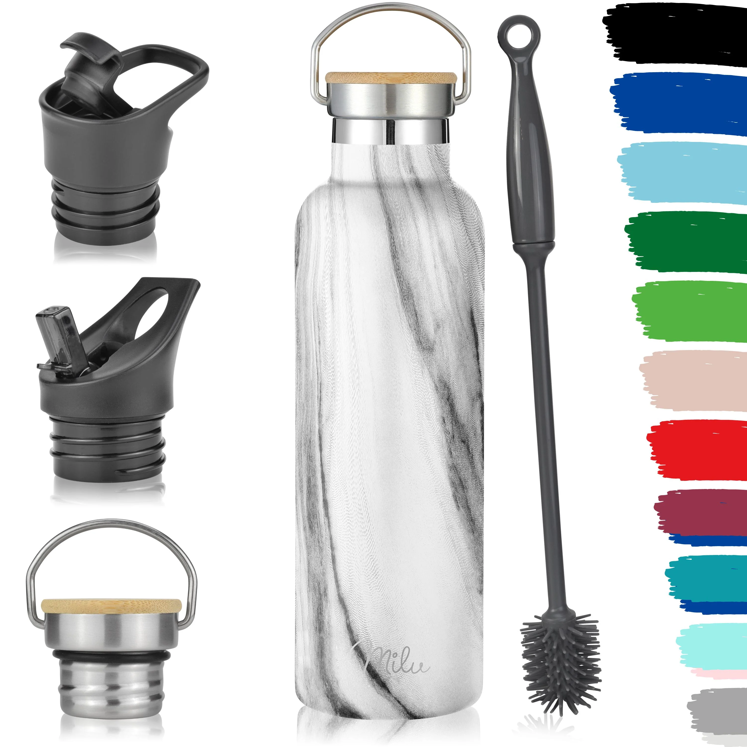Outlet x Milu Edelstahl Trinkflasche mit 3 Deckeln, auslaufsicher, isoliert (350 ml 500 ml 750 ml 1000 ml) - Image 21