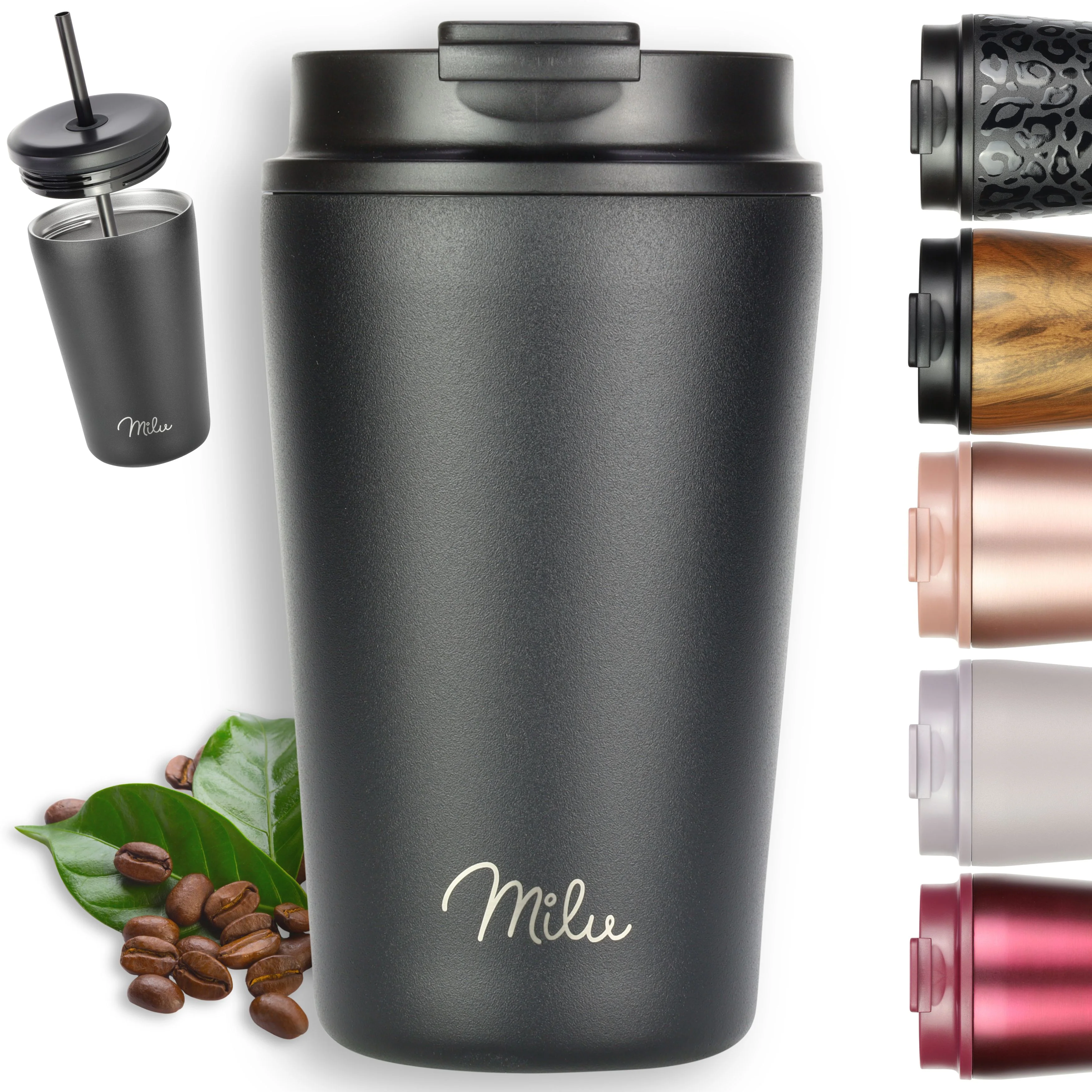 Outlet x Milu Thermobecher, auslaufsicher, isoliert, mit zwei Deckeln (300 ml, 400 ml, 500 ml) - Image 18